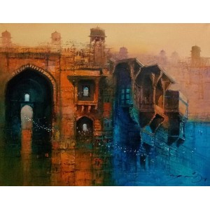 A. Q. Arif, 22 x 28 Inch, Oil on Canvas, Citysscape Painting, AC-AQ-380